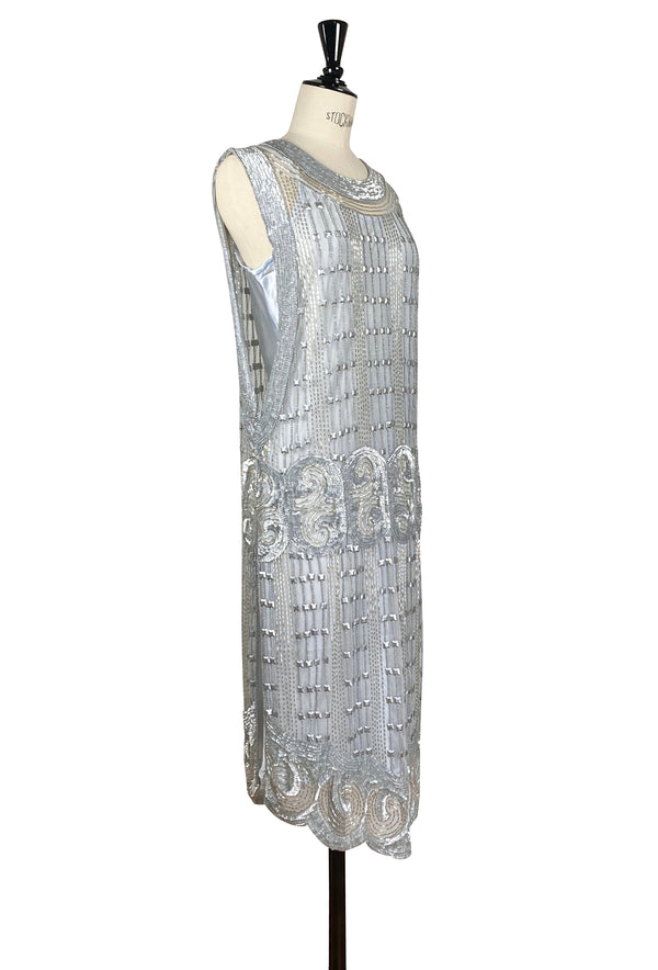 1920's Art Deco Panel Tabard Gown - The Cubist - Platinum