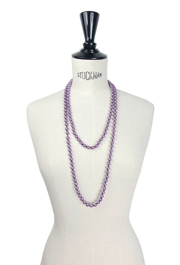 1920s Flapper Pearl Party Necklace - Frosted Heather