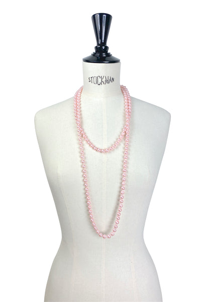 1920s Flapper Pearl Party Necklace - Primrose Pink