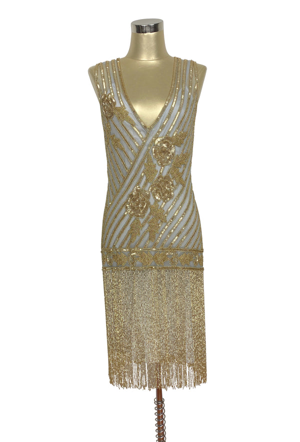 1920s Style Flapper Beaded Fringe Party Dress - The "Original" Artist - Gold on Sterling