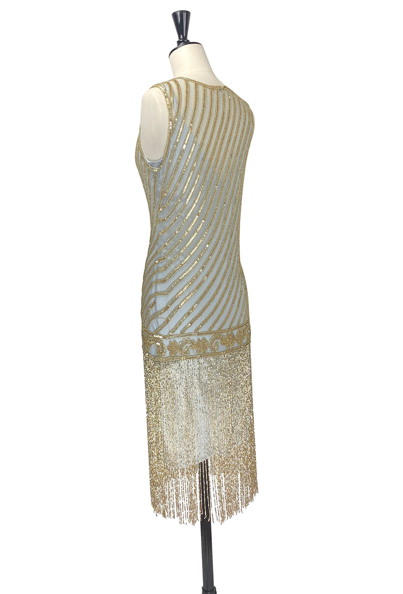 1920s Style Flapper Beaded Fringe Party Dress - The "Original" Artist - Gold on Sterling
