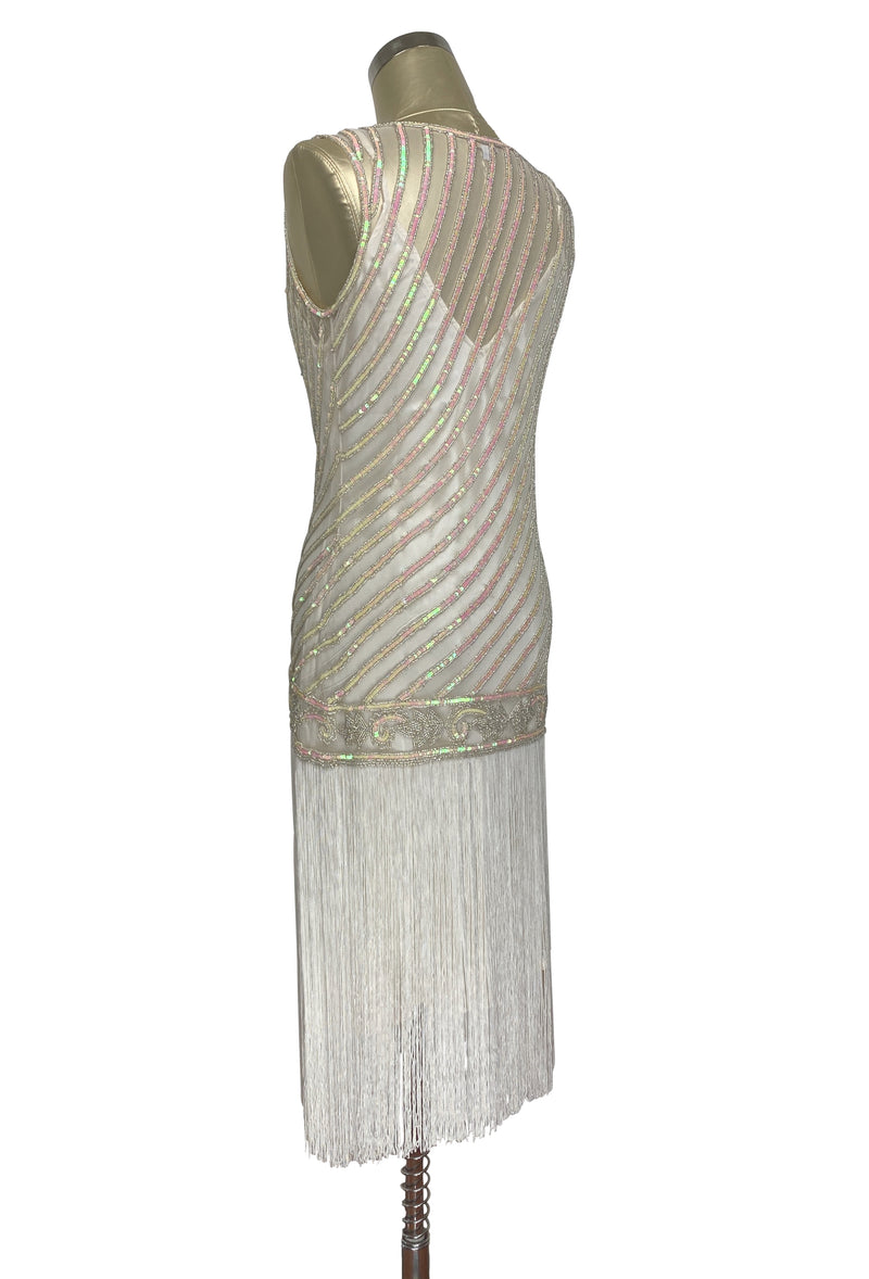 1920's Style Flapper Fringe Party Dress - The "Original" Artist - Opalescent Cream