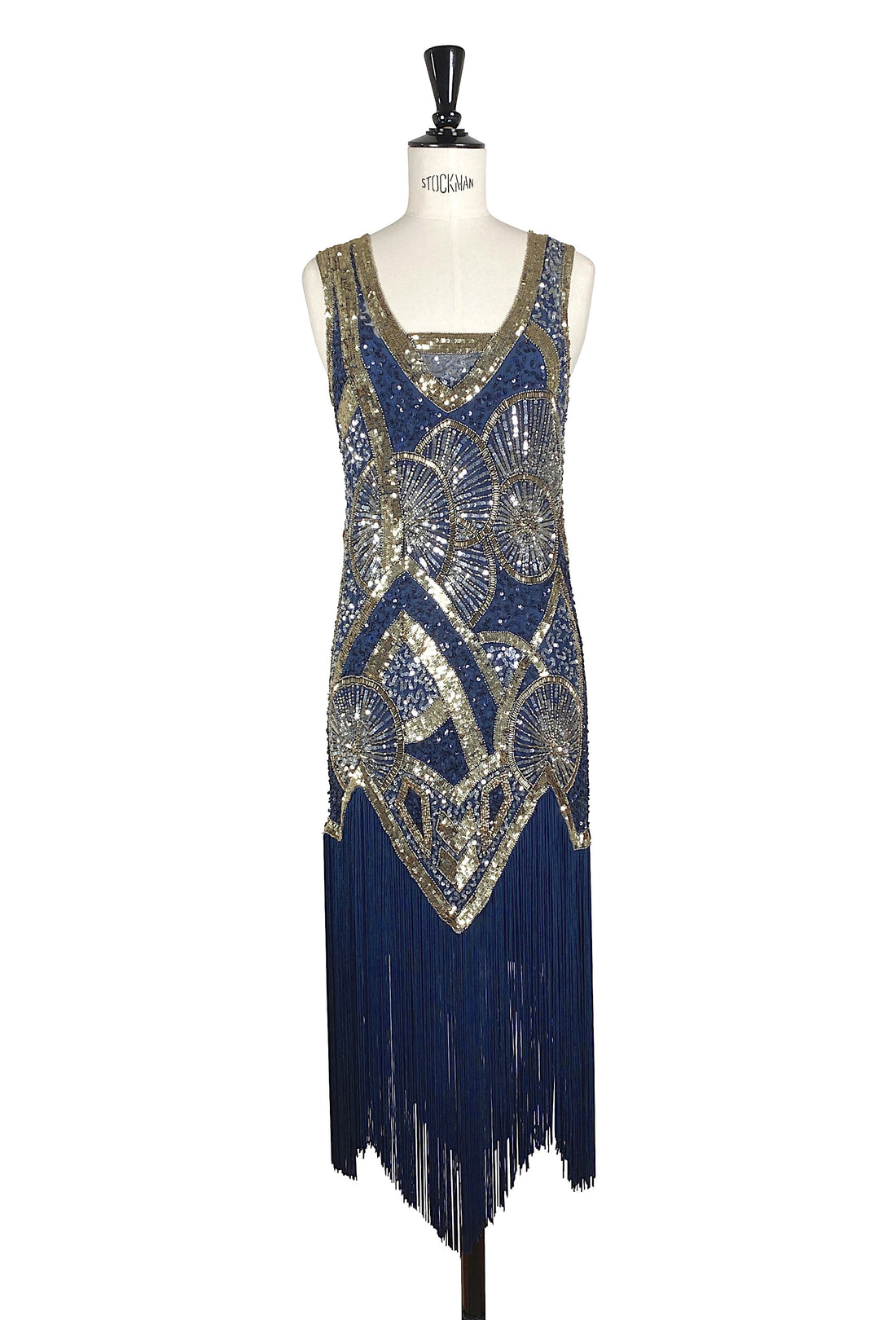 1920s Vintage Flapper Fringe Deco Gown - The Kismet - Sapphire