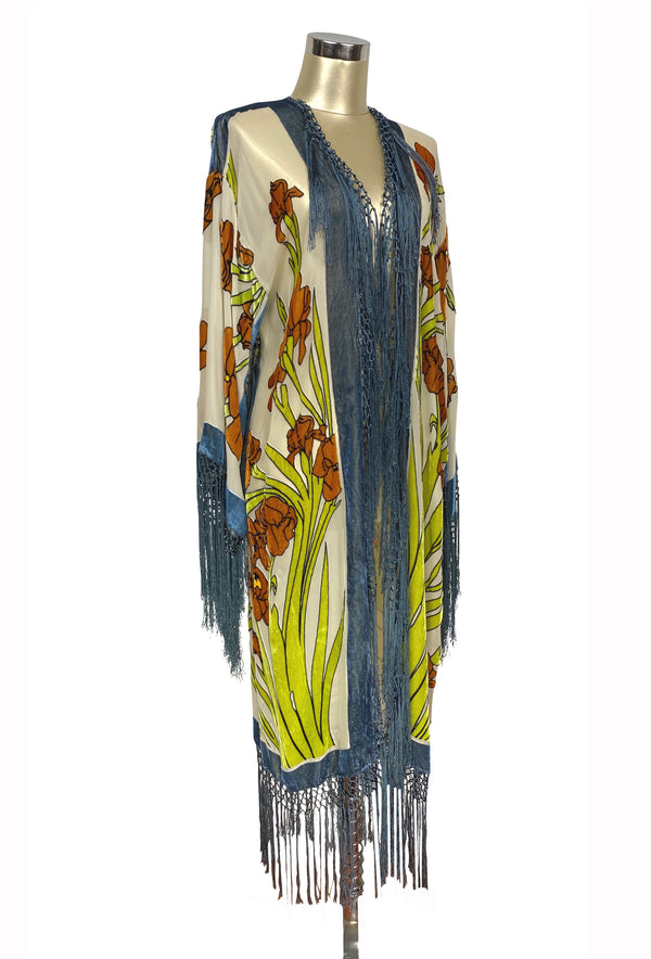 1930's Art Deco Kimono Scarf Long Jacket - Mucha Spring Reverie