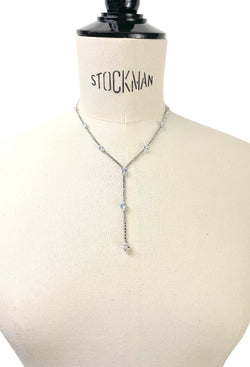 1930's Style Rhinestone Tassel Drop Necklace