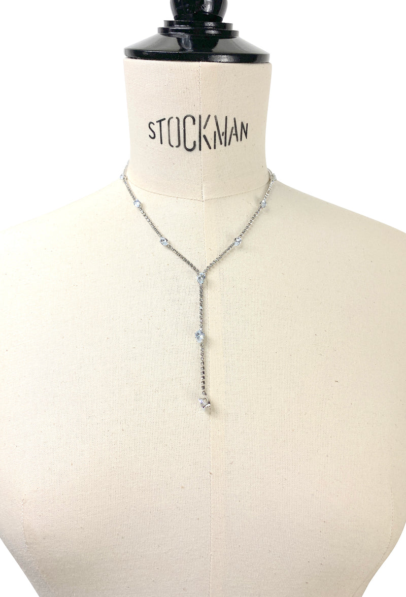 1930's Style Rhinestone Tassel Drop Necklace