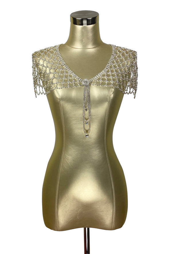1930s Art Deco Crystal Glamour Wedding Capelet - The Deco Doll - Silver