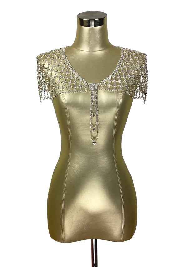 1930s Art Deco Crystal Glamour Wedding Capelet - The Deco Doll - Silver