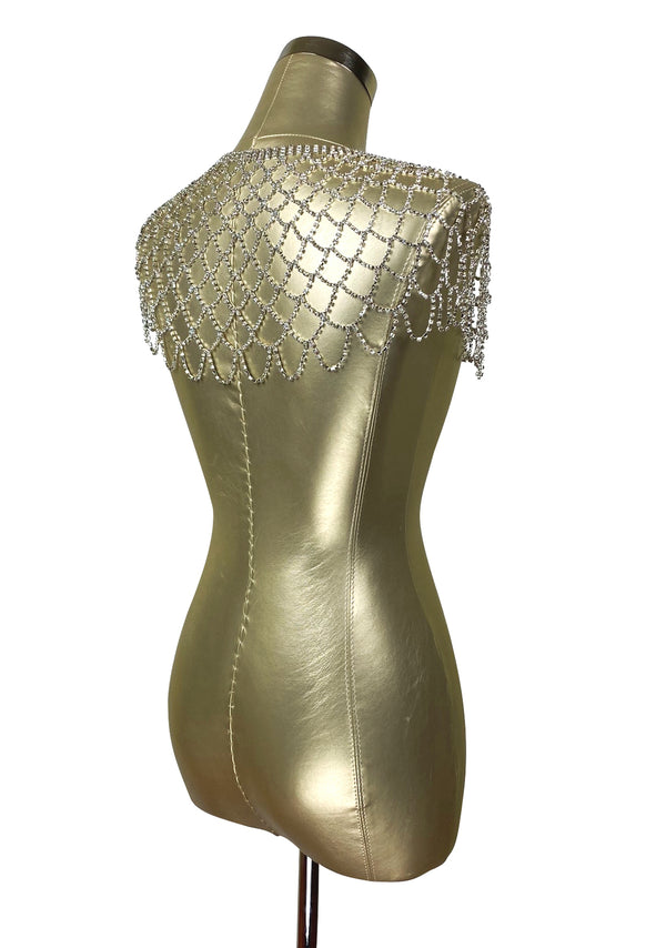 1930s Art Deco Crystal Glamour Wedding Capelet - The Deco Doll - Silver
