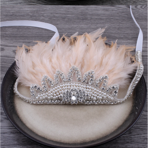 Dark ivory Art Deco rhinestone headband Art Deco Beaded Headband | 1920s Flapper Gatsby Accessories  main image 3