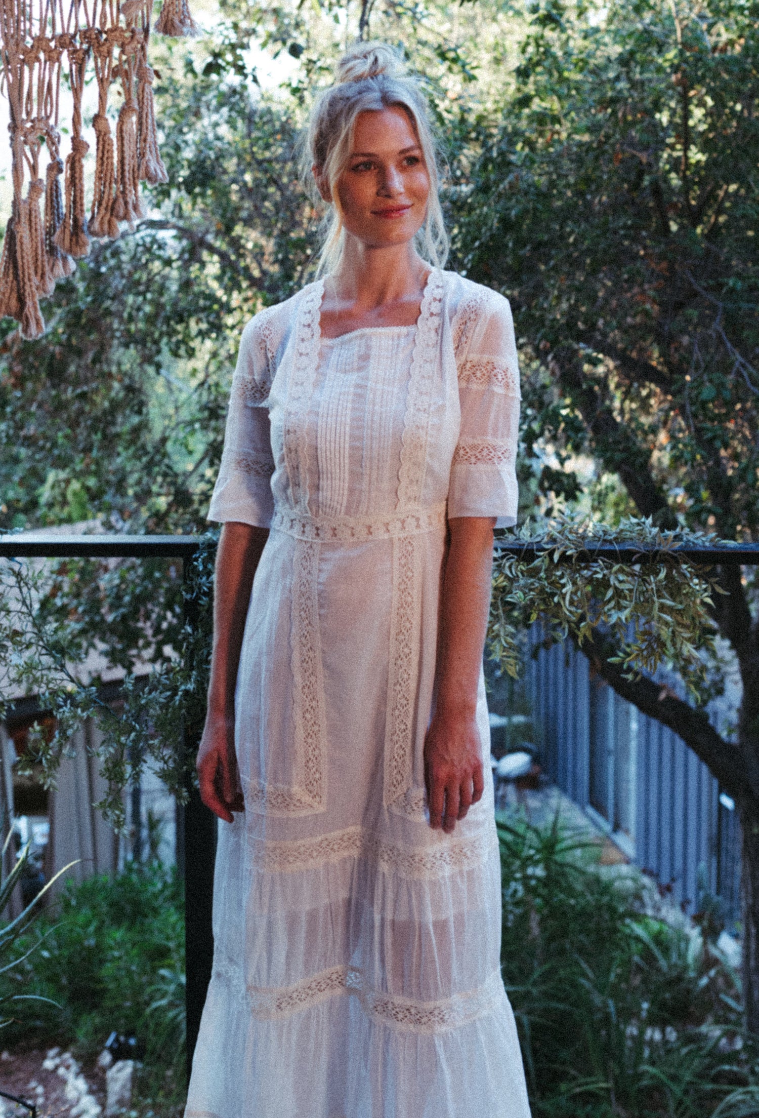The Dorothea Edwardian Voile Dress - Antique White L/XL The Dorothea Edwardian Voile Dress - Antique White L/XL