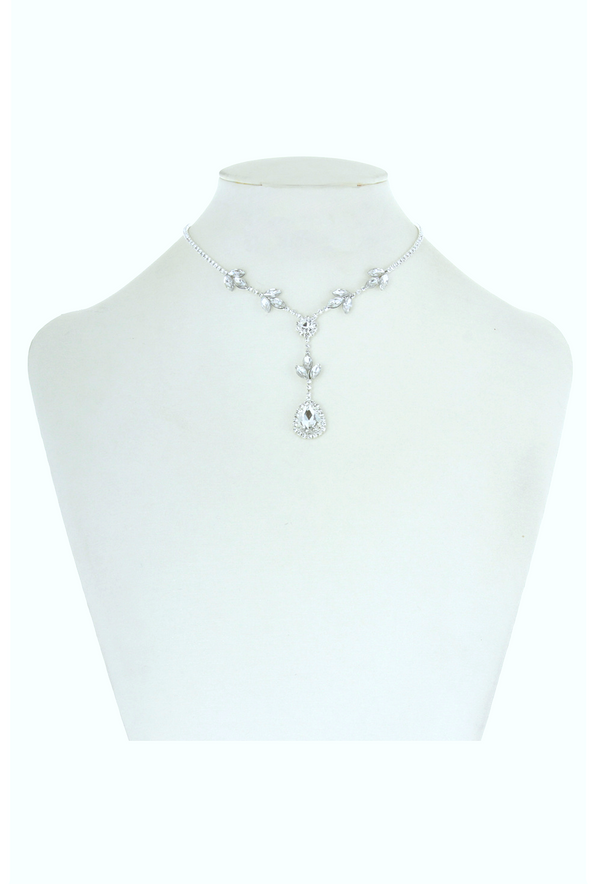 1930's Style Deco Le Fleur Rhinestone Slider Necklace