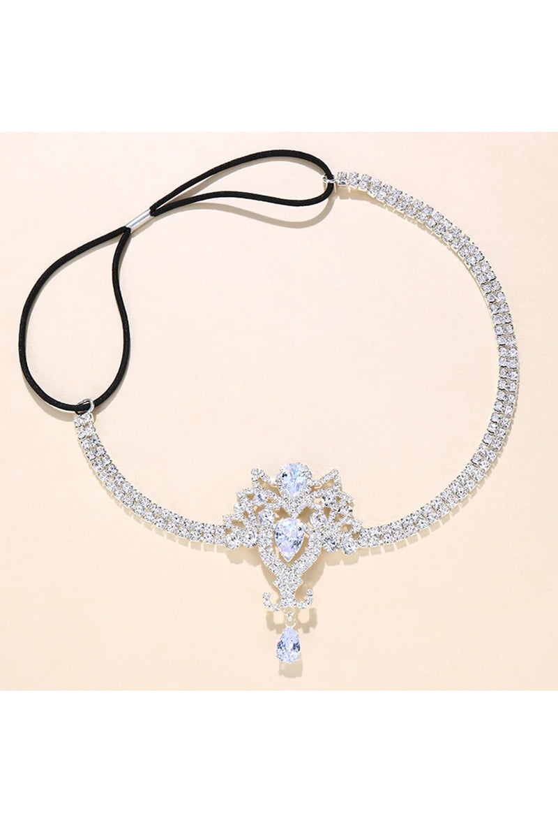 Diamante Rhinestone Vintage Style 1920's Flapper Headband - The Tudor - Silver