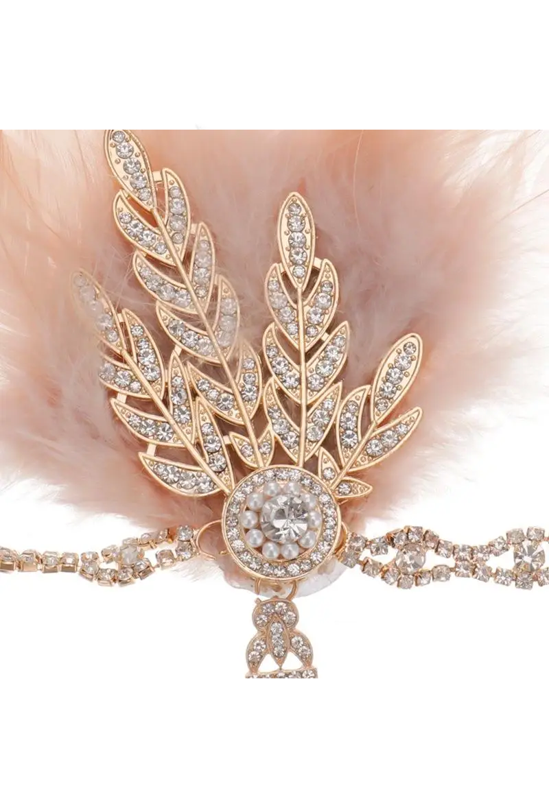 Diamante Vintage Style 1920's Flapper Headband - The Tiffany - Pink Gold