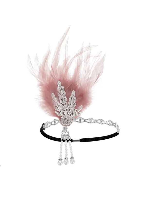 Diamante Vintage Style 1920's Flapper Headband - The Tiffany - Vintage Pink