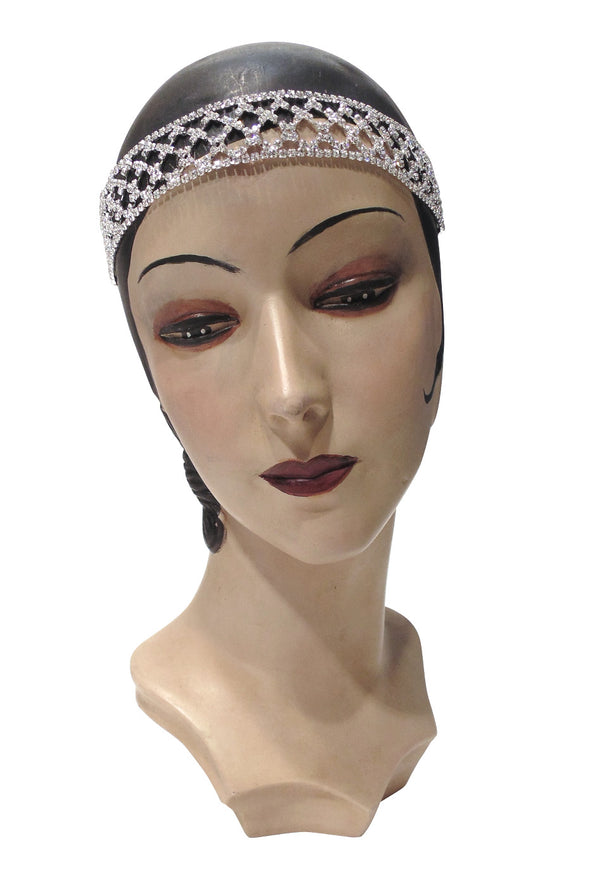 Diamante Vintage Style 1920's Flapper Headband- The Deco Lattice