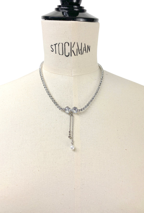 Gatsby Vintage 1920's Style Diamante Necklace - Regency Bow