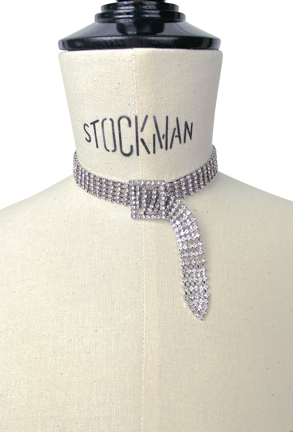 Hollywood Deco Rhinestone Buckle Choker