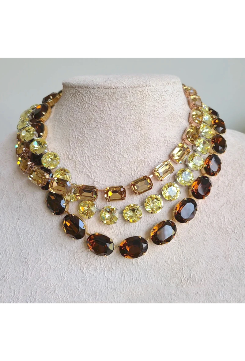 Hollywood Heirloom Cut Crystal Stacked Gem Necklaces - Earth Collection