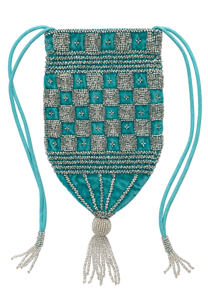 Le Soir Velvet Pouch – Turquoise Silver