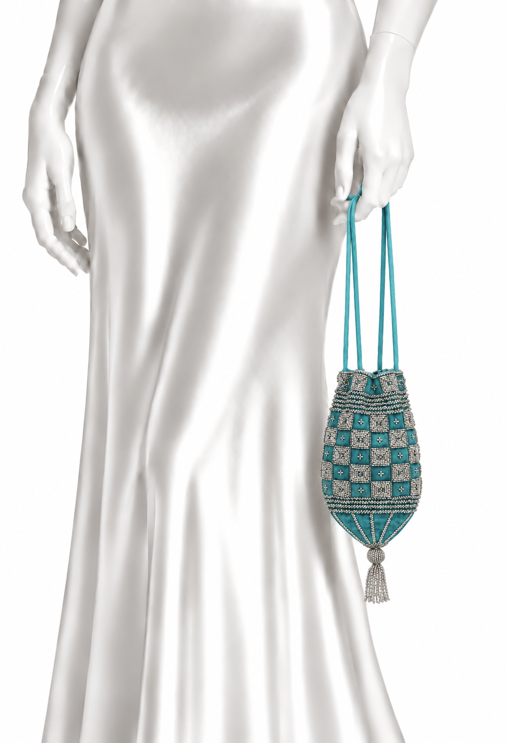 Le Soir Velvet Pouch – Turquoise Silver