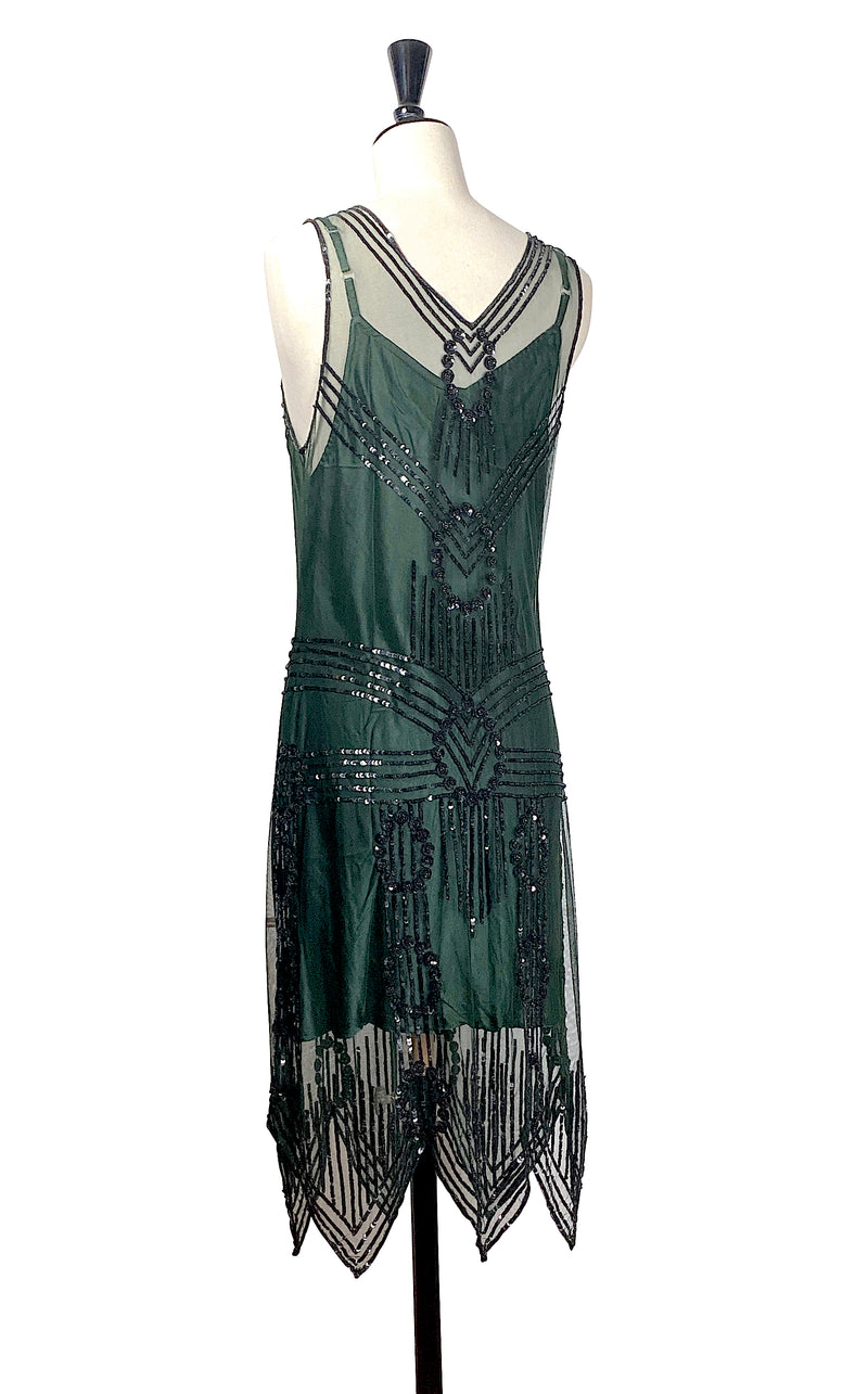 Limited Edition 1920's Luxury Vintage Sequin Dress - The Fitzgerald - Poison Green