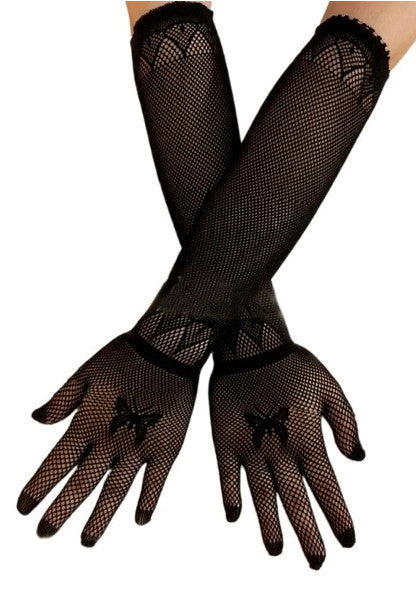 The Fishnet Full-Length Butterfly Glove - Black