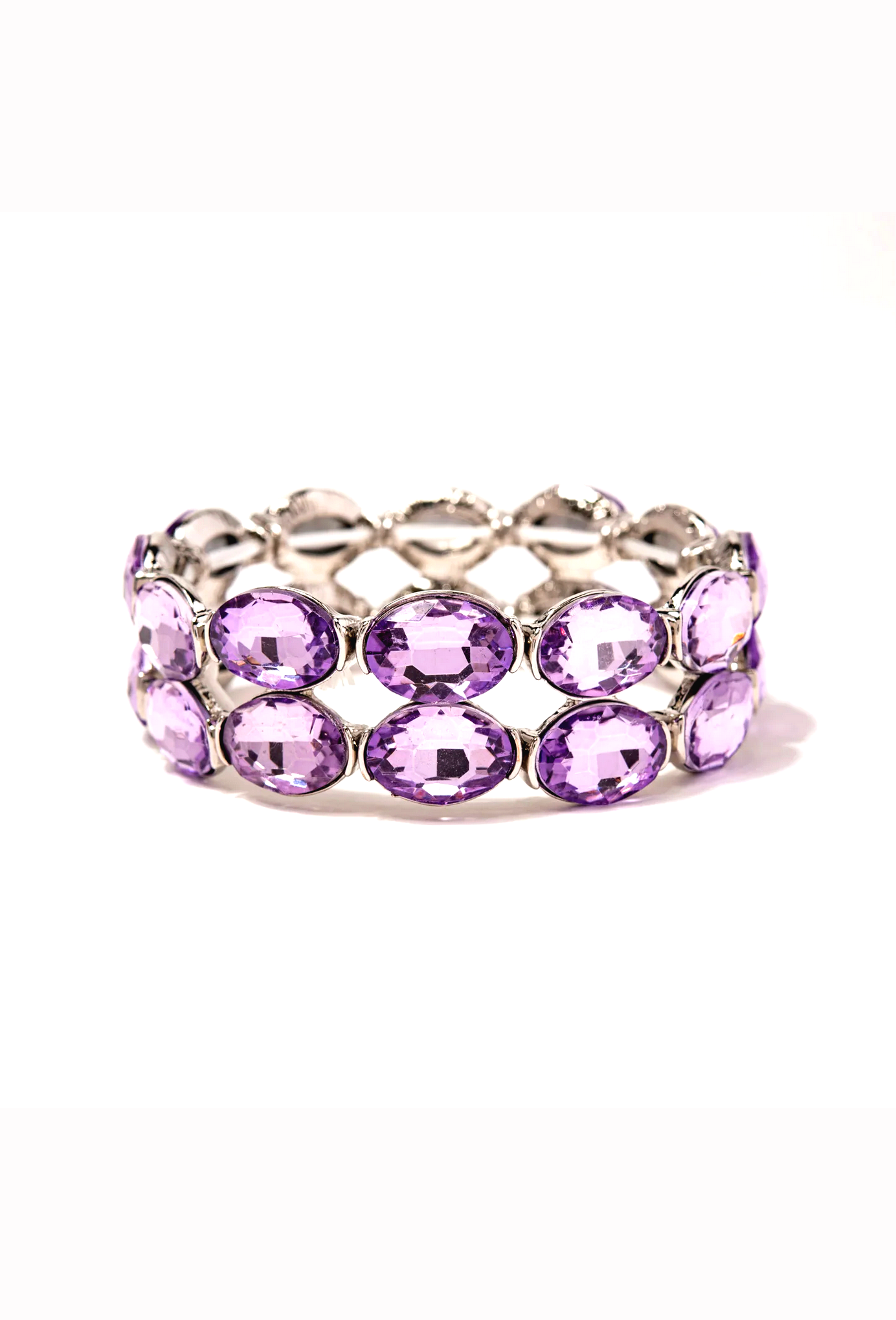 Luxe Crystal Cut Stretch Rhinestone Vintage Bracelet - Amethyst