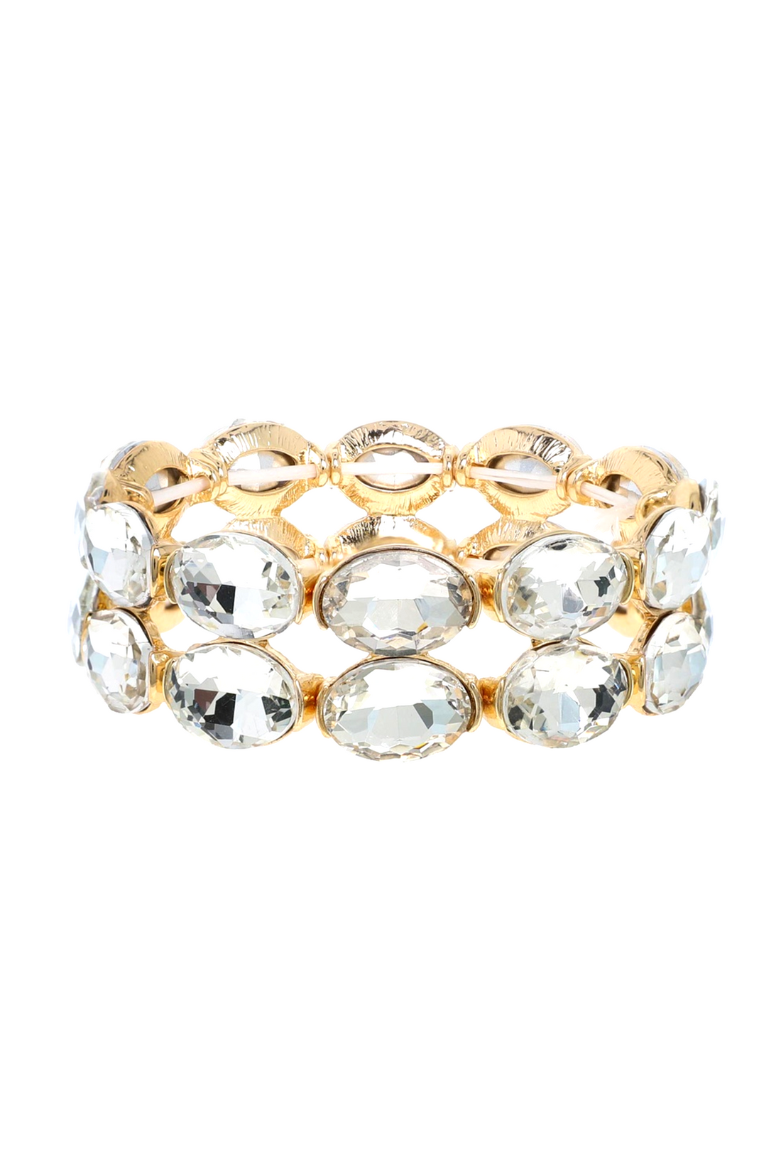 Luxe Crystal Cut Stretch Rhinestone Vintage Bracelet - Crystal Gold The Deco Haus