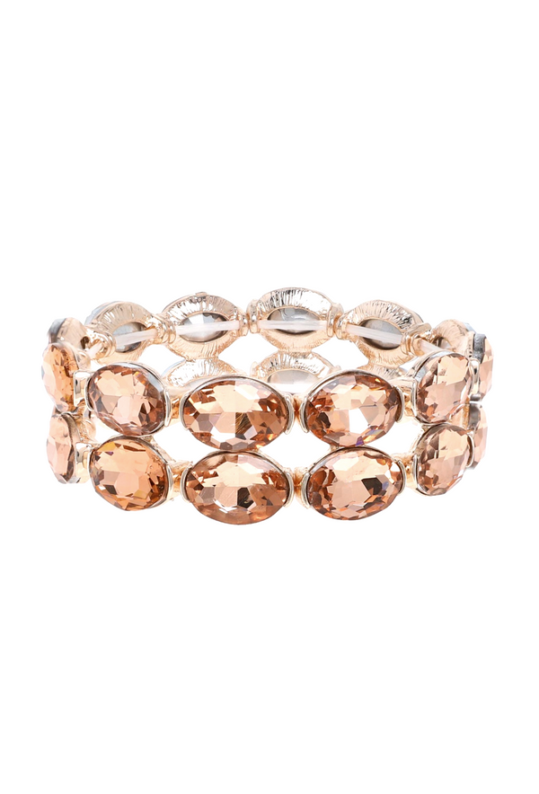 Luxe Crystal Cut Stretch Rhinestone Vintage Bracelet - Rose Gold