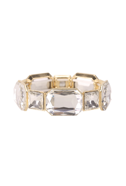 Luxe Geometric Gem Stretch Rhinestone Vintage Bracelet - Crystal Gold