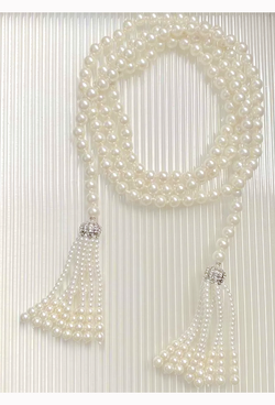 The "Great Gatsby" Flapper Rhinestone Vintage 1920s Daisy Pearl Rope Lariat Necklace