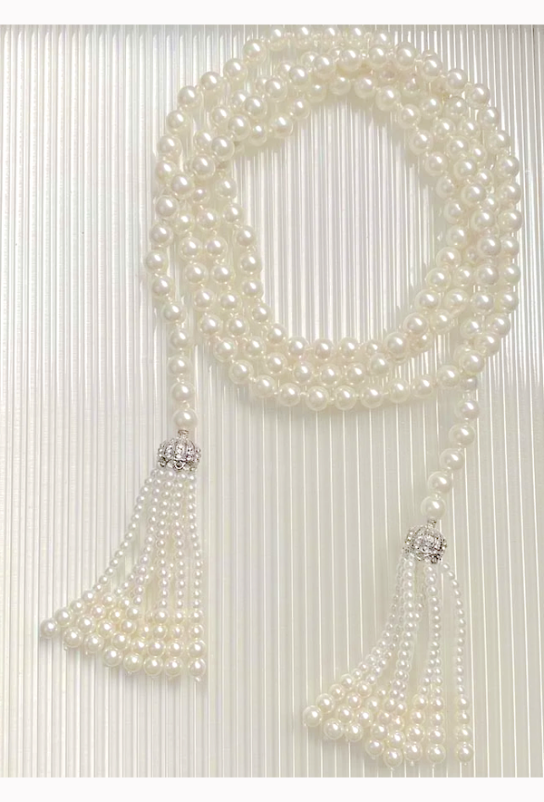 The "Great Gatsby" Flapper Rhinestone Vintage 1920s Daisy Pearl Rope Lariat Necklace
