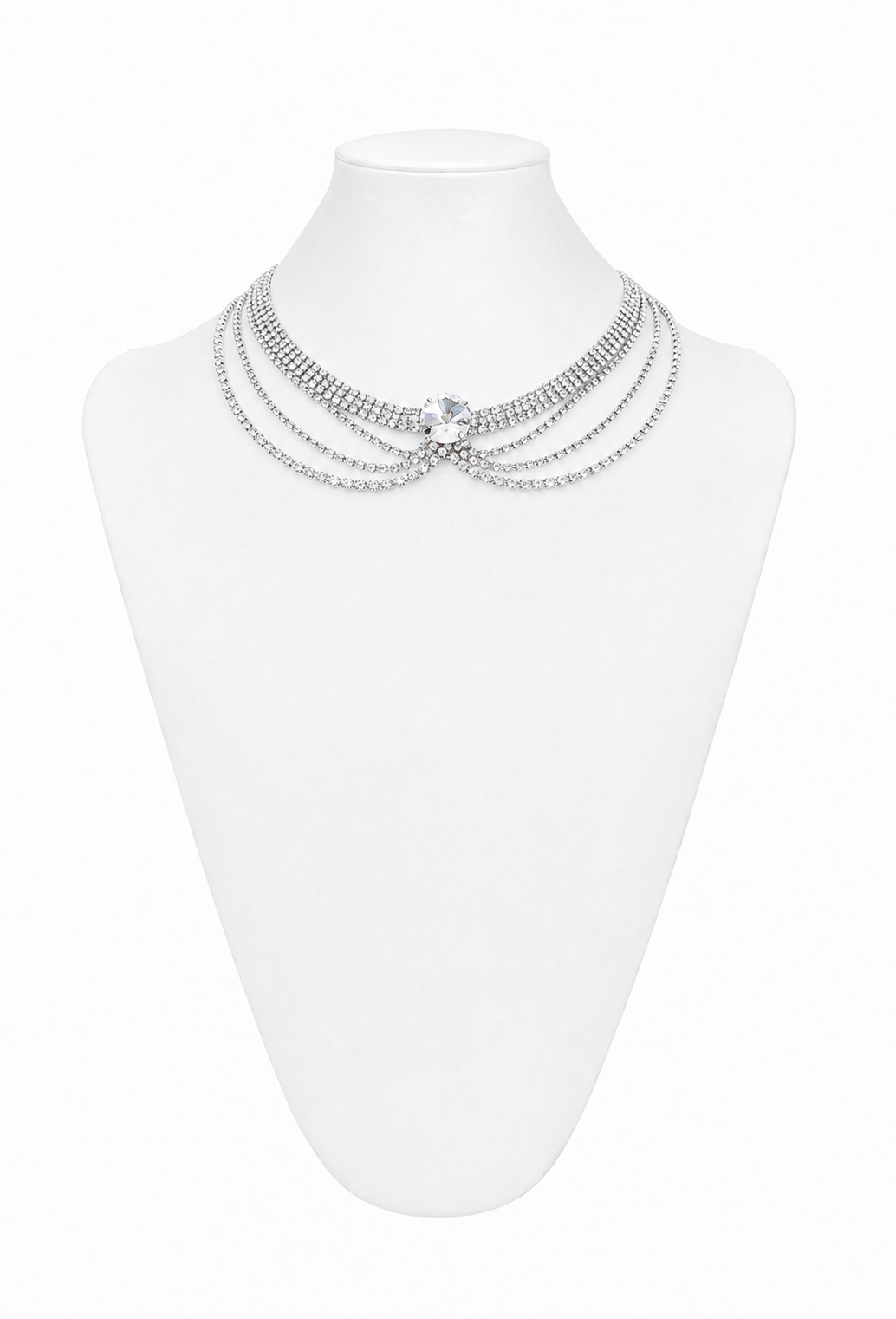 The Arlette Crystal Drape Choker – Palladium