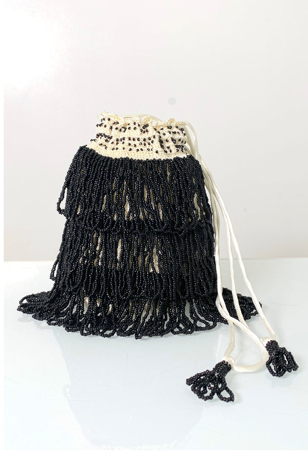 The Bonbon 1920's Pochette Bag - Crème Noir