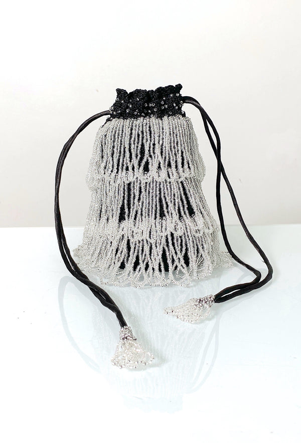 The Bonbon 1920's Pochette Bag - Noir Silver