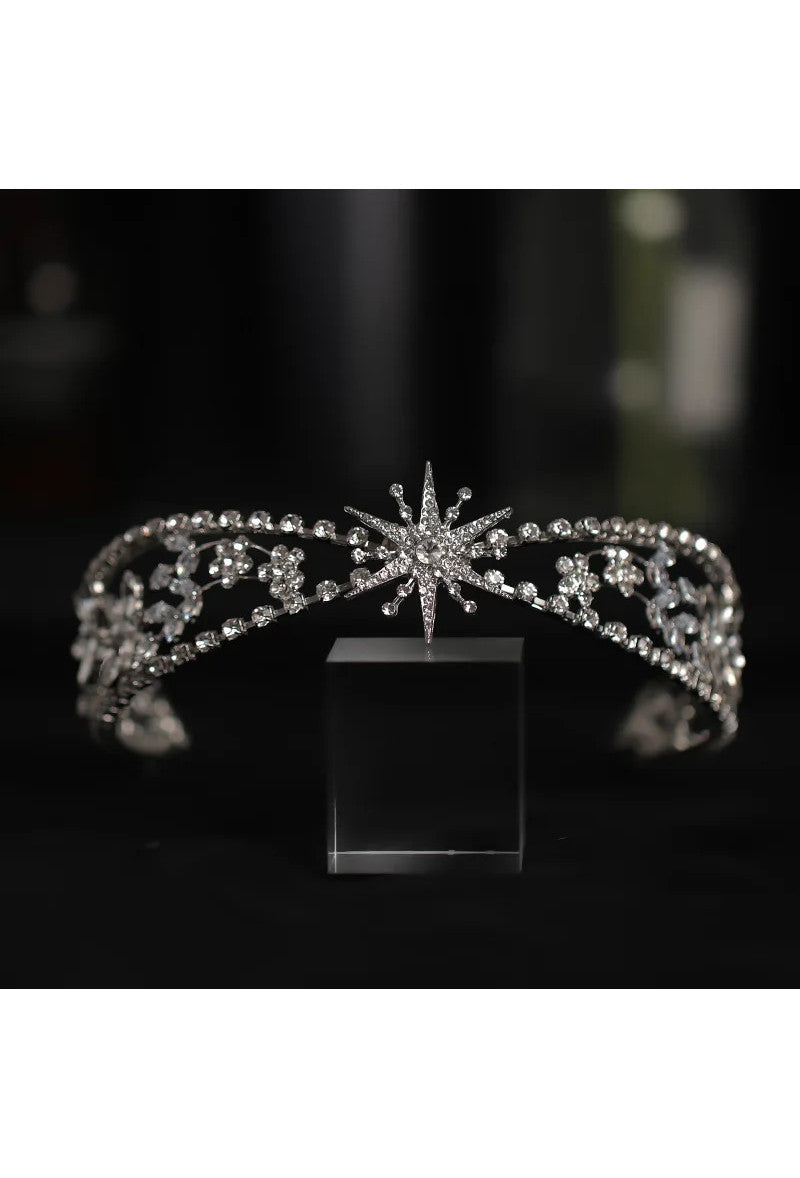 The Celestial Rhinestone Vintage 1920's Princess Wedding Tiara - Silver