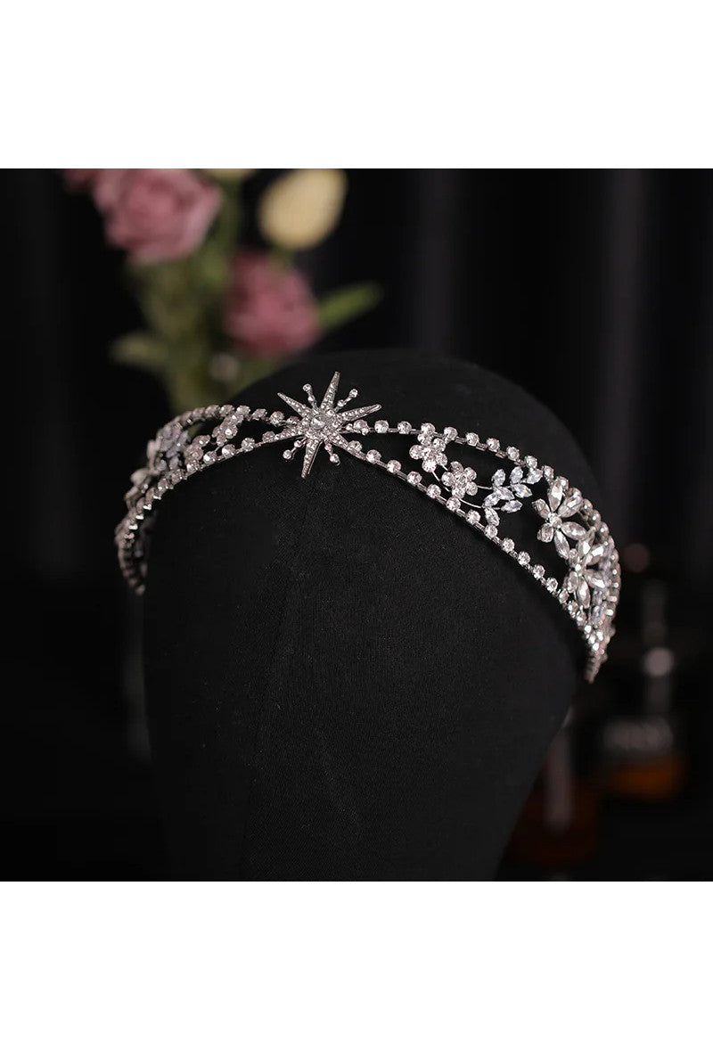 The Celestial Rhinestone Vintage 1920's Princess Wedding Tiara - Silver