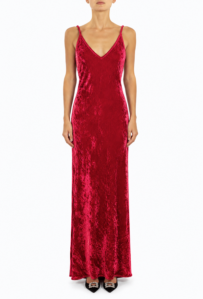 The Claridge Velvet Gown – Lipstick Red