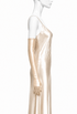 Champagne satin opera glove, long fitted style covering wrist and hand
