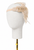Peach champagne feather bandeau headband with beaded floral front detail