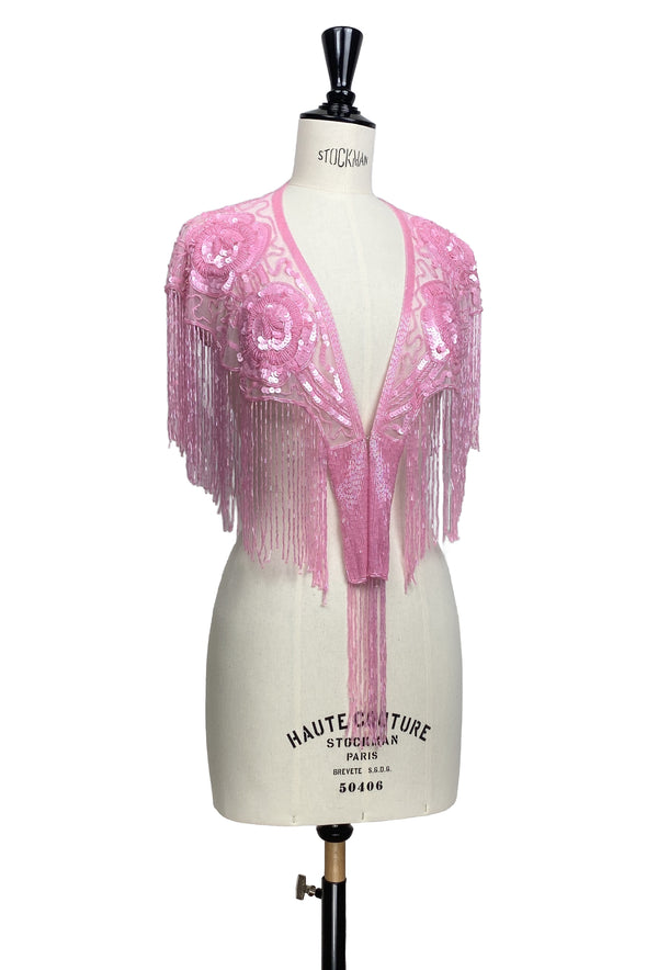 The Deco Rose 1920's Flapper Capelet - Peony Pink