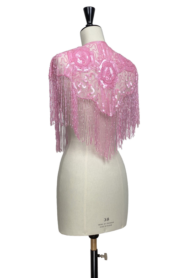 The Deco Rose 1920's Flapper Capelet - Peony Pink