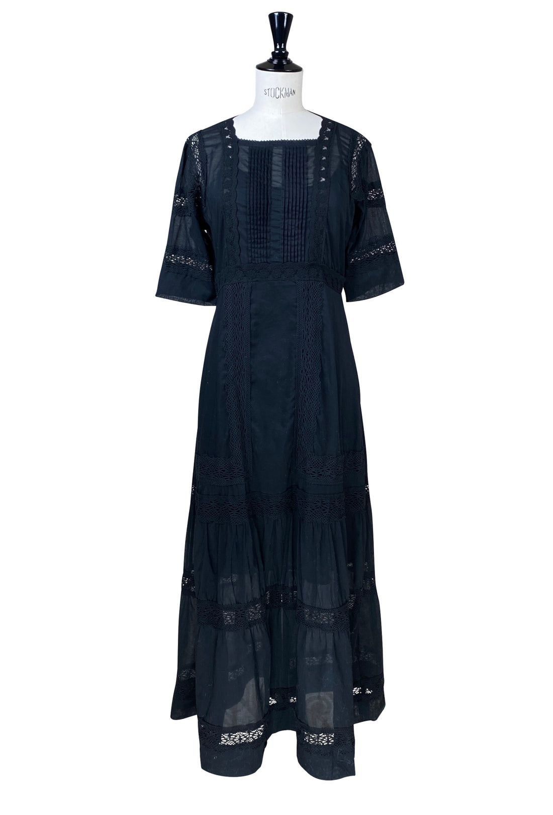 The Dorothea Edwardian Voile Dress - Jet Black