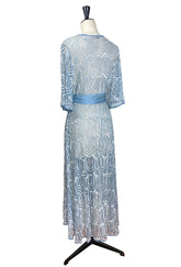 The Femme Fatale 1920s Glamour Vintage Wrap Dress - Bleu Pearl The Deco Haus