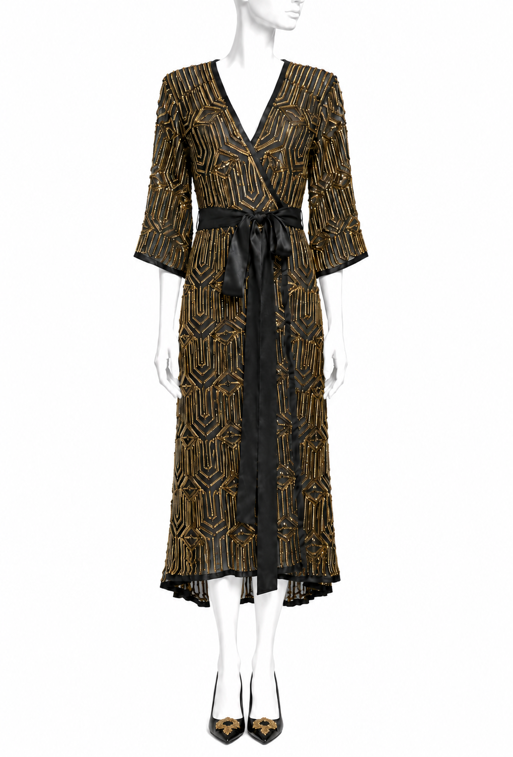 The Femme Fatale Wrap Dress - Gilded Noir