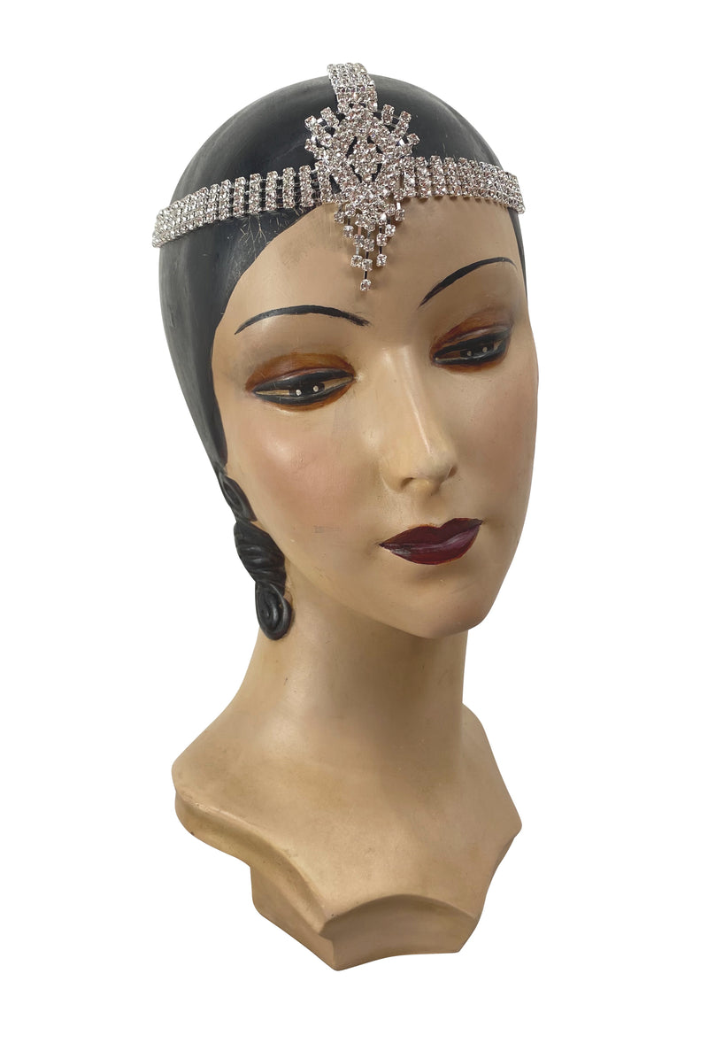 The Flapper Diamante 20's Party Victoria Headpiece - Silver