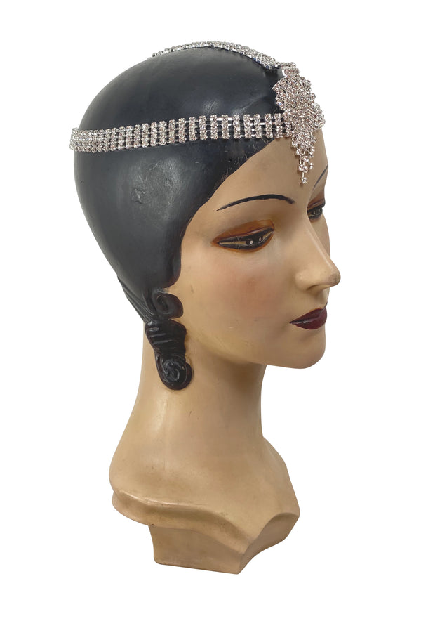 The Flapper Diamante 20's Party Victoria Headpiece - Silver