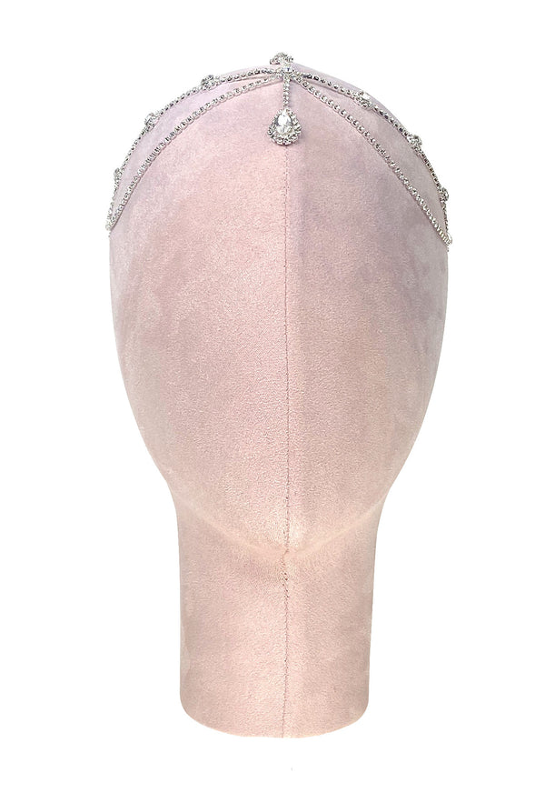 The Flapper Rhinestone Teardrop 20's Party Cap - Silver