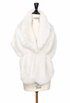 White faux fur stole with soft wrap drape on mannequin